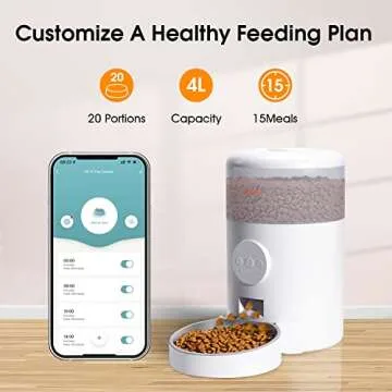 WOPET Automatic Cat Food Dispenser,WiFi Dog Feeder with APP Control, Automatic Cat Feeder with Stainless Steel Bowl, 15 Meals Per Day, Up to 10s Meal Call for Pets
