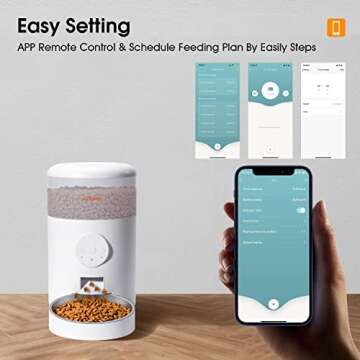 WOPET Automatic Cat Food Dispenser,WiFi Dog Feeder with APP Control, Automatic Cat Feeder with Stainless Steel Bowl, 15 Meals Per Day, Up to 10s Meal Call for Pets