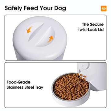WOPET Automatic Cat Food Dispenser,WiFi Dog Feeder with APP Control, Automatic Cat Feeder with Stainless Steel Bowl, 15 Meals Per Day, Up to 10s Meal Call for Pets
