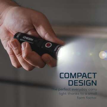 NEBO SWYVEL 1000 Lumen USB Wireless Rechargeable Aluminum Flashlight: Compact 90 Degree Rotating Swivel Head Work Light; 5 Light Modes; Pocket Clip Magnetic Base for Hands-Free Lighting -Black