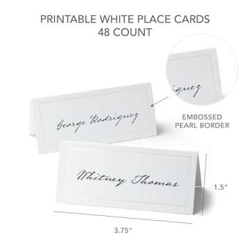 Gartner Studios White Pearl Place Cards for Events 48 Count