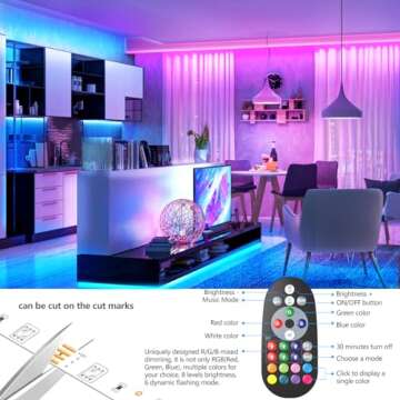 Nexillumi Led Lights for Bedroom 100ft Music Sync Color Changing Led Strip Lights Smart with Remote and App Control Built-in Mic for Party Home Room Decor Luces LED para Cuarto