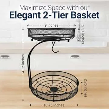 2 Tier Fruit Basket - Stylish Kitchen Organizer