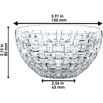 Nachtmann Bossa Nova Collection Bowl | Set of 2 Clear Crystal Glass Bowls | Basket Weave Glass Desig...