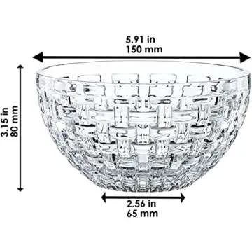 Nachtmann Bossa Nova Collection Bowl | Set of 2 Clear Crystal Glass Bowls | Basket Weave Glass Desig...