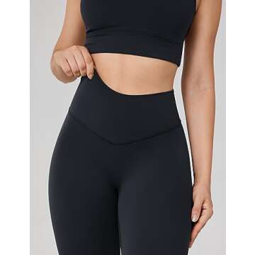 UNISSU Hugcurve No Front Seam High Waisted Workout Leggings for Women Buttery Soft Yoga Pants Gym Athletic Tights - 25'' Black Large