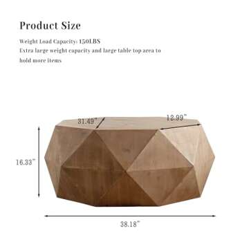 38" Modern Farmhouse Coffee Table, Drum Coffee Table, American Retro Style Coffee Table for Office, ...