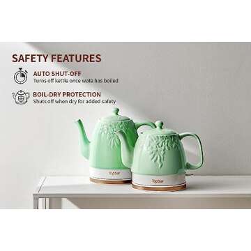 Toptier Electric Ceramic Tea Kettle with Safety Features