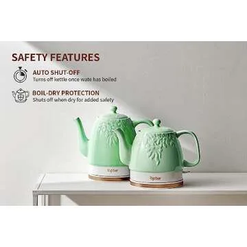 Toptier Electric Ceramic Tea Kettle with Safety Features