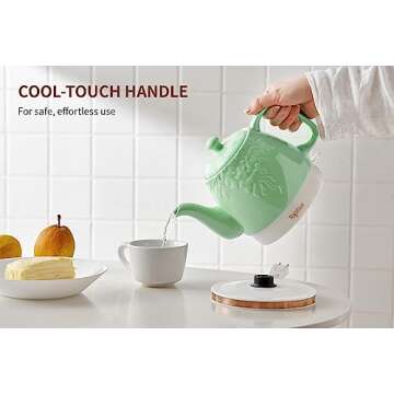 Toptier Electric Ceramic Tea Kettle with Safety Features