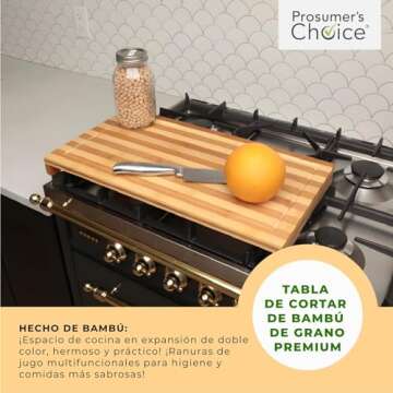 Prosumer's Choice Premium Bamboo Large Cutting Boards | Stovetop Cover with Juice Grooves For Kitchen | Large Wooden Butcher Block for Turkey, Meat, Vegetables, BBQ with Adjustable Legs, 11 X 21.25