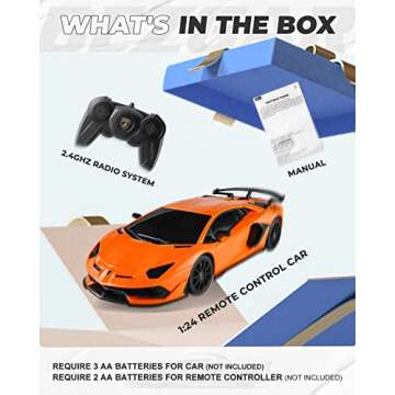 BEZGAR Remote Control Car Licensed RC Car, 1:24 Lambo Toy Car for Kids, Lambo Aventador SVJ Remote Control Model Car Electric Sport Racing Hobby Car for 3 4 5 Year Old Boy Birthday Gift (Orange)