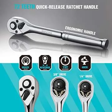 DURATECH 121-Piece Mechanics Tool Kits with SAE/Metric Sockets and Ratchet