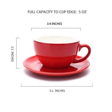 Coffeezone Ceramic Latte Art Cup and Saucer for Latte & Cappuccino & Double Espresso, Mate for Coffe...