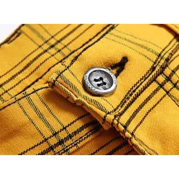 NOVOCCT Plaid Panst for Men - Skinny Mens Dress Pants - Stretch Slim Fit Business Casual Dress Chinos Pants for Men (Yellow Black Plaid - T9, 40)