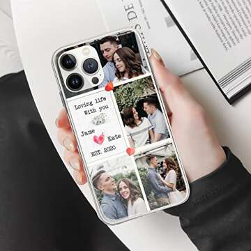 CASEZILY Personalized Multiple Pictures Phone Case Custom Collage Photo Anniversary Couple Compatible with iPhone 15 14 13 12 11 X XS XR 8 7 6 Mini Pro Max