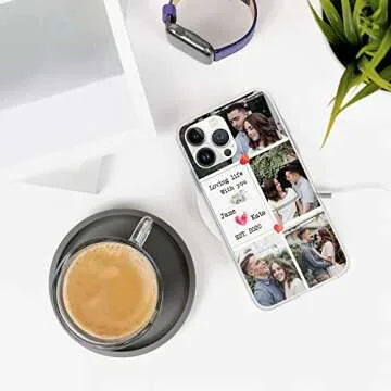 CASEZILY Personalized Multiple Pictures Phone Case Custom Collage Photo Anniversary Couple Compatible with iPhone 15 14 13 12 11 X XS XR 8 7 6 Mini Pro Max