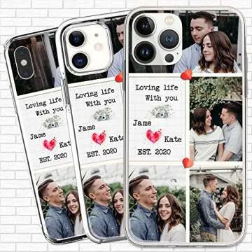CASEZILY Personalized Multiple Pictures Phone Case Custom Collage Photo Anniversary Couple Compatible with iPhone 15 14 13 12 11 X XS XR 8 7 6 Mini Pro Max