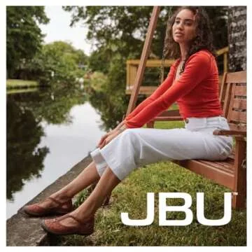 Comfortable JBU Women's Daffodil Mary Jane Flats - Black Earth