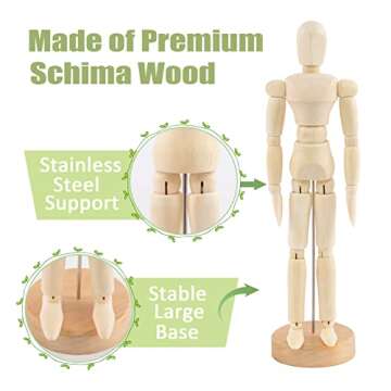 4 Pcs Wooden Jointed Mannequin Air Plant Holder - Tabletop Air Plant Stand in 2 Sizes, Tillandsia Ai...