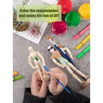 4 Pcs Wooden Jointed Mannequin Air Plant Holder - Tabletop Air Plant Stand in 2 Sizes, Tillandsia Air Plant Display Container with Adjustable Poses for DIY Home Office Decoration Housewarming Gifts