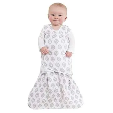 HALO 100% Cotton Muslin Sleepsack Swaddle, 3-Way Adjustable Wearable Blanket, TOG 1.5, Grey Tree Leaf, Newborn, 0-3 Months