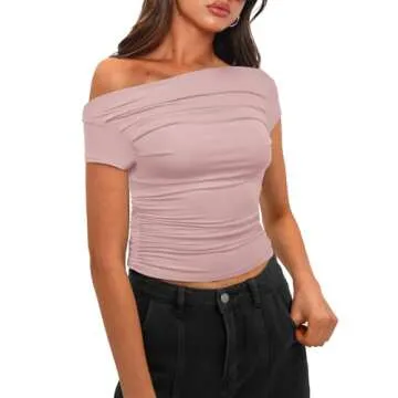 Darong Women's Boat Neck Off Shoulder Crop Top - Stylish and Comfy