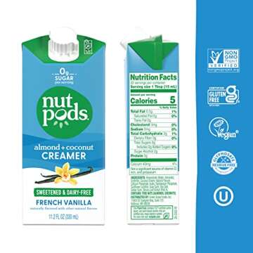 nutpods Variety Pack Keto Coffee Creamer - Sweetened Non Dairy Creamer With Zero Sugar - 5 Calories and Zero Net Carbs Per Serving - Gluten Free, Non-GMO, Vegan, Sugar Free, Kosher (3-Pack)