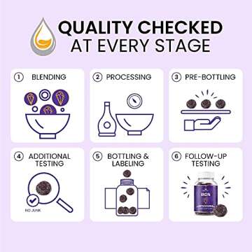 BeLive Iron Gummies - Multivitamin with Iron, Vitamins & Zinc for Blood Oxygen - Grape Flavor, Vegan Supplement for Women, Men & Kids