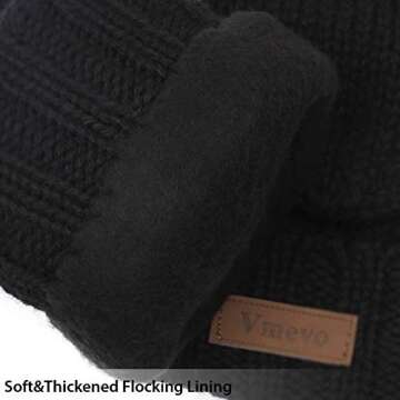 ViGrace Winter Knitted Convertible Fingerless Gloves Wool Mittens Warm Mitten Glove for Women and Men