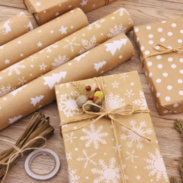 haipicho Eco-friendly Christmas Wrapping Paper Roll 43cm x 15m