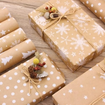 haipicho Eco-friendly Christmas Wrapping Paper Roll 43cm x 15m