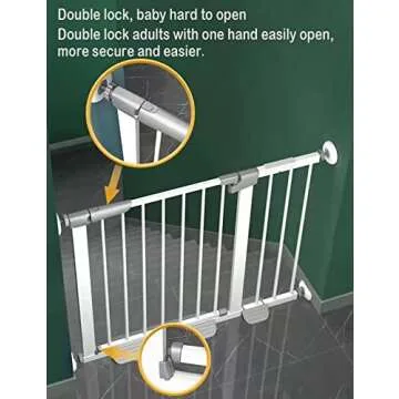 Baby Gate for Stairs, Auto Close Safety Baby Gate, Extra Tall and Wide Child Gate, Easy Walk Thru Durability Dog Gate for The House, Doorways. Automatically Closes Pressure Baby Gate. (71.3-74 inch)