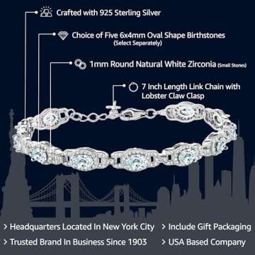 Gem Stone King Sky Blue Aquamarine 925 Sterling Silver Tennis Bracelet For Women (9.10 Cttw, March G...