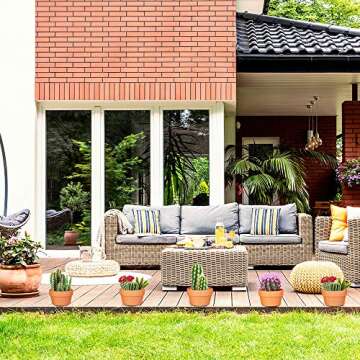 6-Pack Large 6'' Terracotta Pots Clay Flower Pots Shallow Planters for Succulent Cactus Plant Pots with Drainage Hole for Plants Garden Windowsill Indoor & Outdoor Wedding Favors Gifts