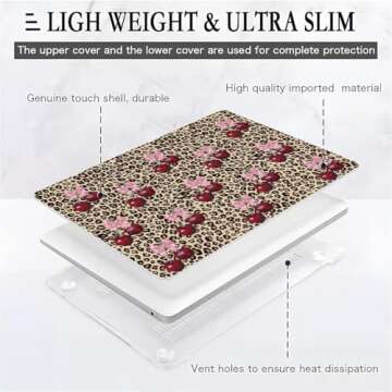 Compatible With MacBook Air 13.3 Pro(A1706/A1708/A1989/）,Leopard Cherry Funny Colorful Hard Plastic Shell Shell Case