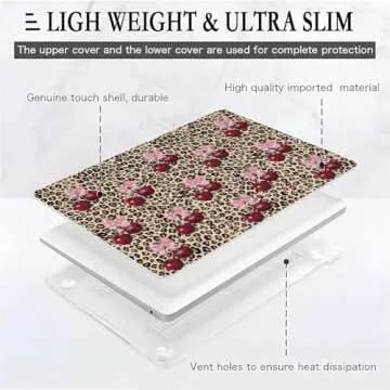 Compatible With MacBook Air 13.3 Pro(A1706/A1708/A1989/）,Leopard Cherry Funny Colorful Hard Plastic Shell Shell Case