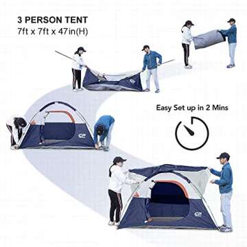 CAMPROS Tent-3-Person-Camping-Tents - Lightweight Waterproof Adventure Tent