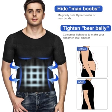 Odoland Men's Body Shaper Slimming Shirt Compression Vest