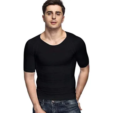 Odoland Men's Body Shaper Slimming Shirt Compression Vest