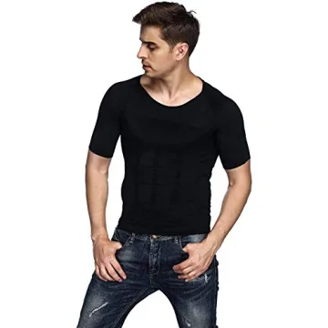 Odoland Men's Body Shaper Slimming Shirt Compression Vest
