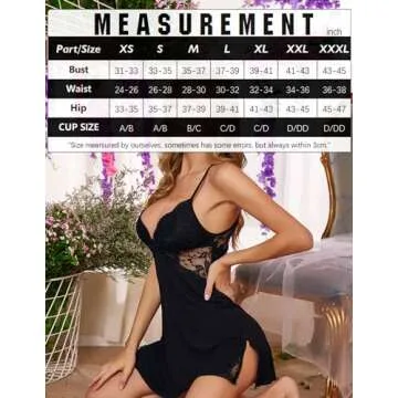 Avidlove Women Lingerie Lace Chemise Sleepwear Babydoll Black Nightgown Black Small