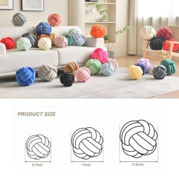 LUSJNGE Decorative Throw Knot Pillow Ball for Home Chair Sofa Aesthetic Round Velvet Knotted Pillow Cushion (Milky White, 8.7 inches)