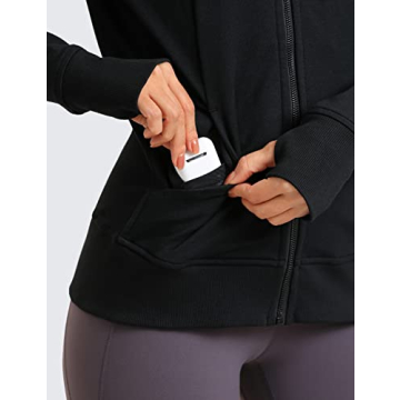 CRZ YOGA Women's Full Zip Hooded Sweatshirts Workout Sweat Jackets Slim Fit Running Track Hoodies with Thumbholes