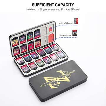 GLDRAM Black of Zelda Game Card Case for Nintendo Switch/Lite/OLED, Slim 24 Game Case Storage Collec...