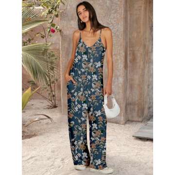 ANRABESS Floral Wide Leg Jumpsuit for Women