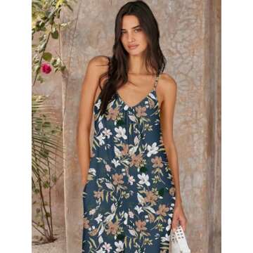 ANRABESS Floral Wide Leg Jumpsuit for Women