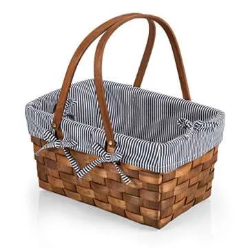 Kansas Handwoven Wood Picnic Basket - Stylish & Functional