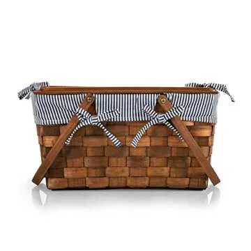 Kansas Handwoven Wood Picnic Basket - Stylish & Functional