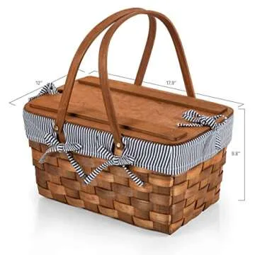 Kansas Handwoven Wood Picnic Basket - Stylish & Functional
